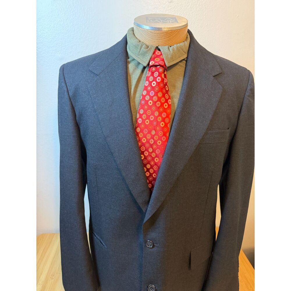 Vintage Hertling for Nordstrom Pure Wool Blazer Jacket Mens 46L Charcoal Gray